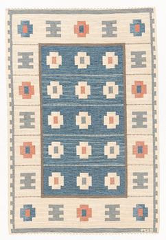 Anna-Greta Sjöqvist, a flat weave rug, signed AGS, c. 244 x 164 cm.