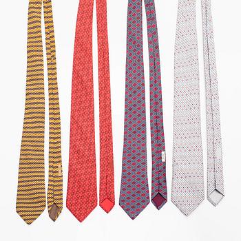 Hermès, four silk ties.