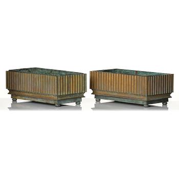 Swedish Grace, a pair of bronze planters, 1920s-1930s.