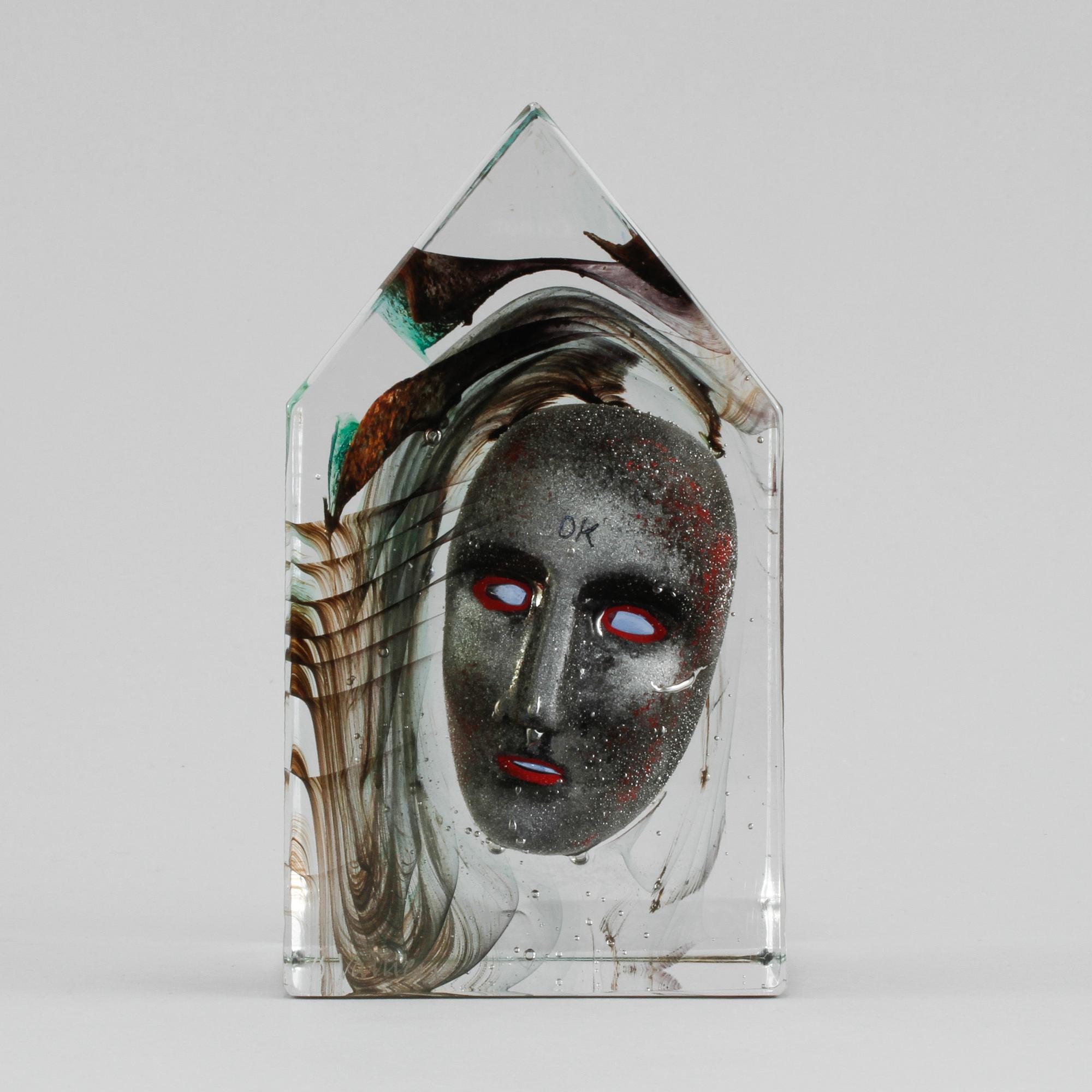 SKULPTUR, glas, Bertil Vallien, Kosta Boda Atelier, signerad och numrerad, 1900-talets andra hälft.