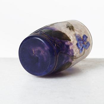 A Daum Art Nouveau enamel painted cameo glass vase, France.