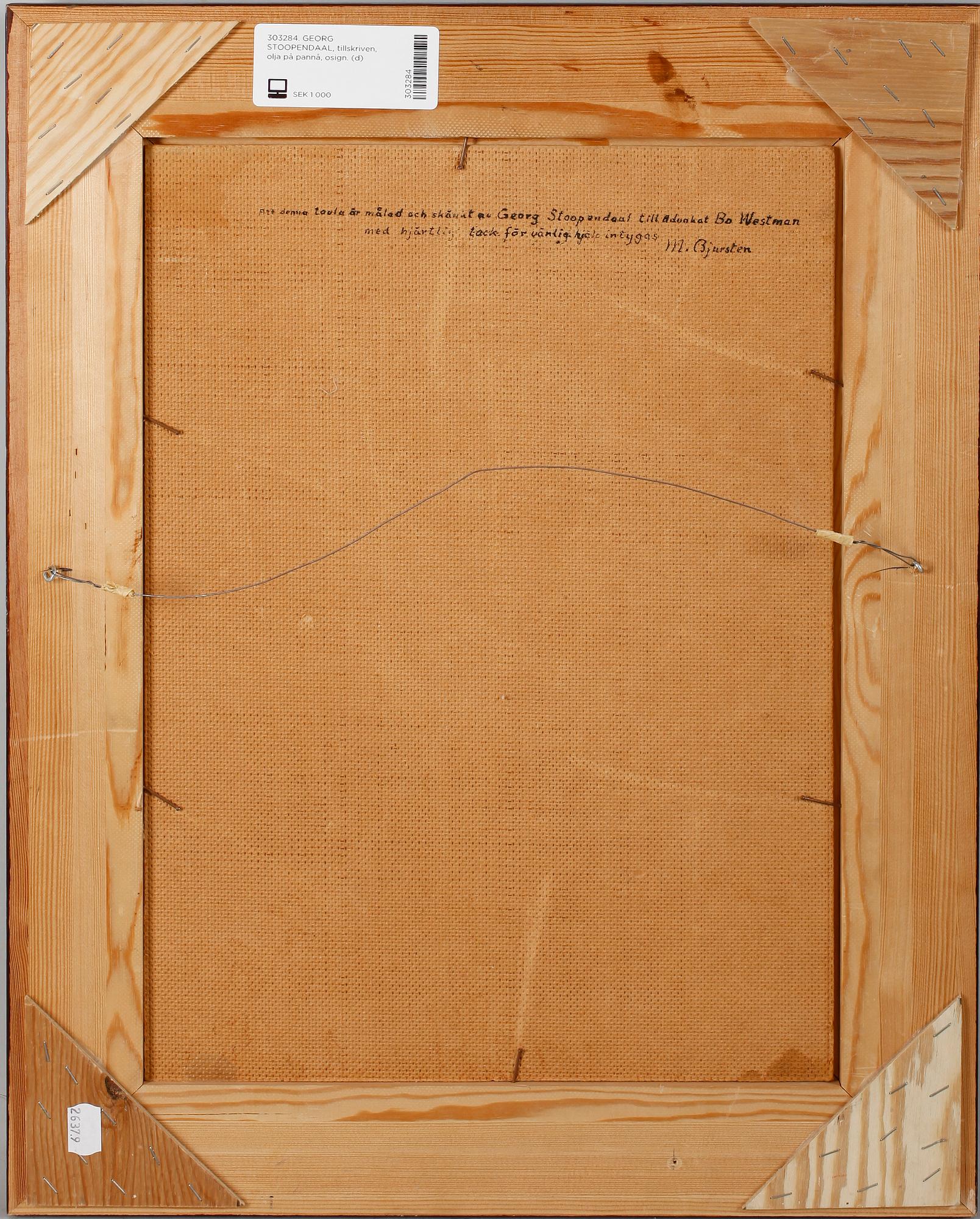 GEORG STOOPENDAAL, tillskriven, olja på pannå, osign.