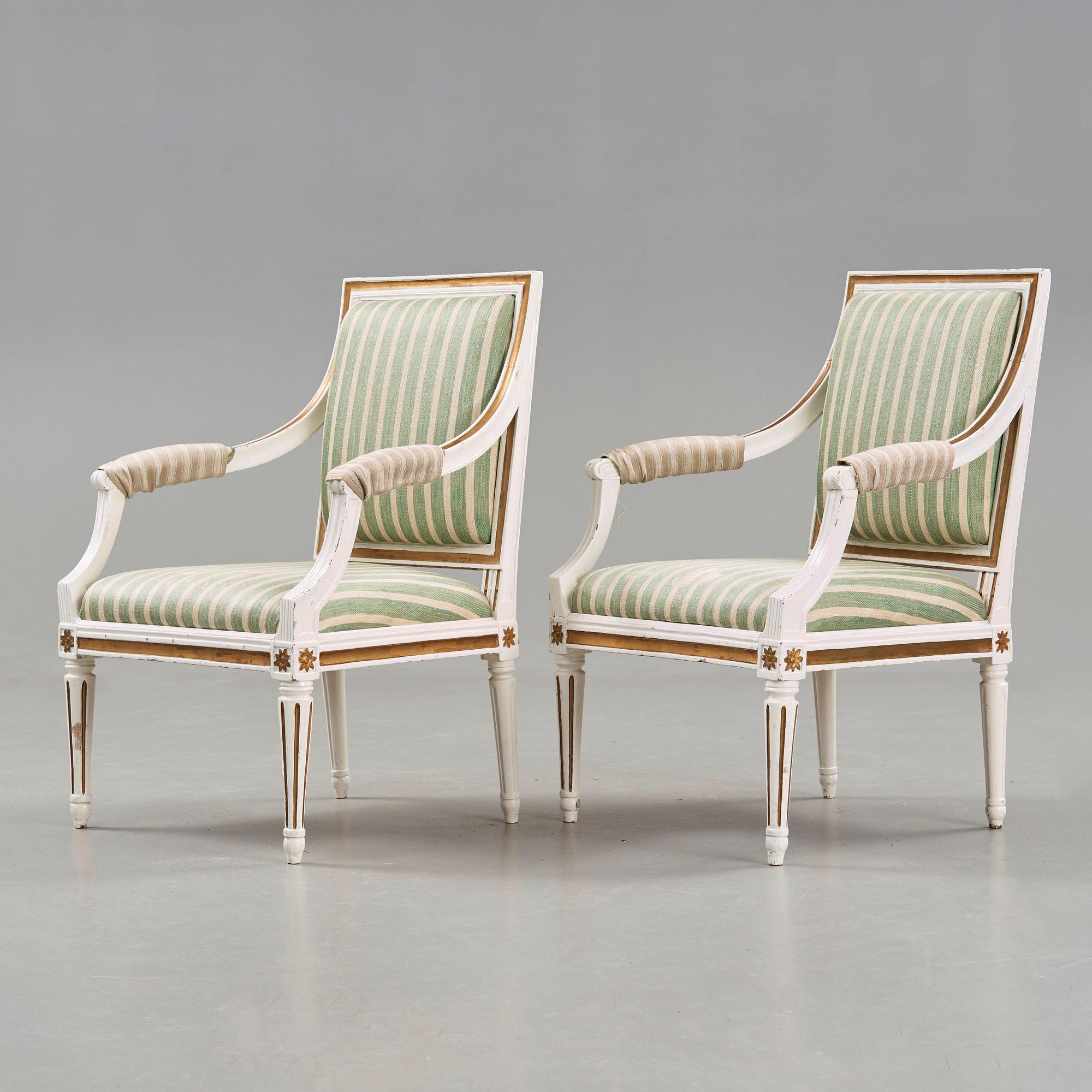 A pair of Gustvian late 18th century armchairs.