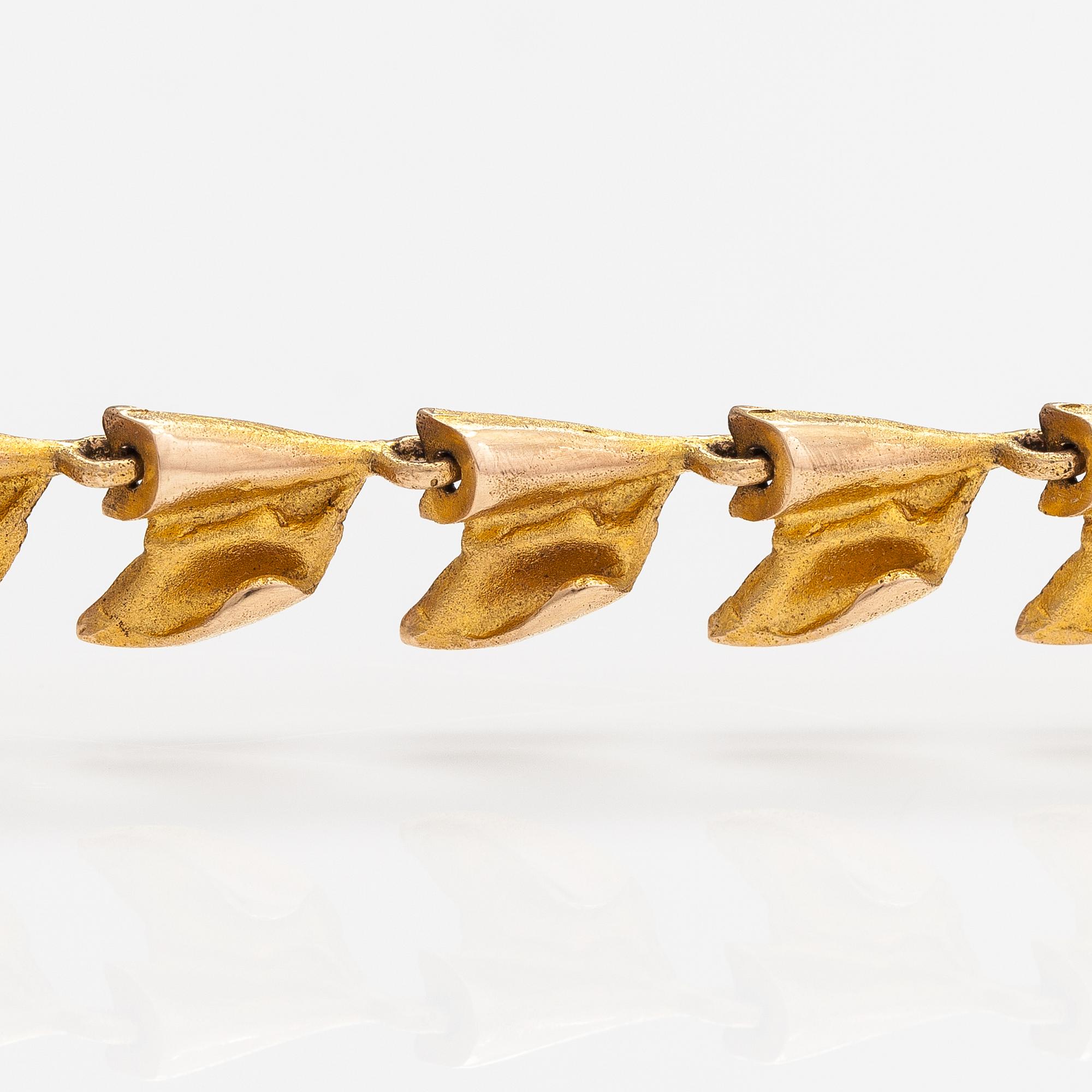 Björn Weckström, "Rolling waves", a 14K gold bracelet. Lapponia 1967.