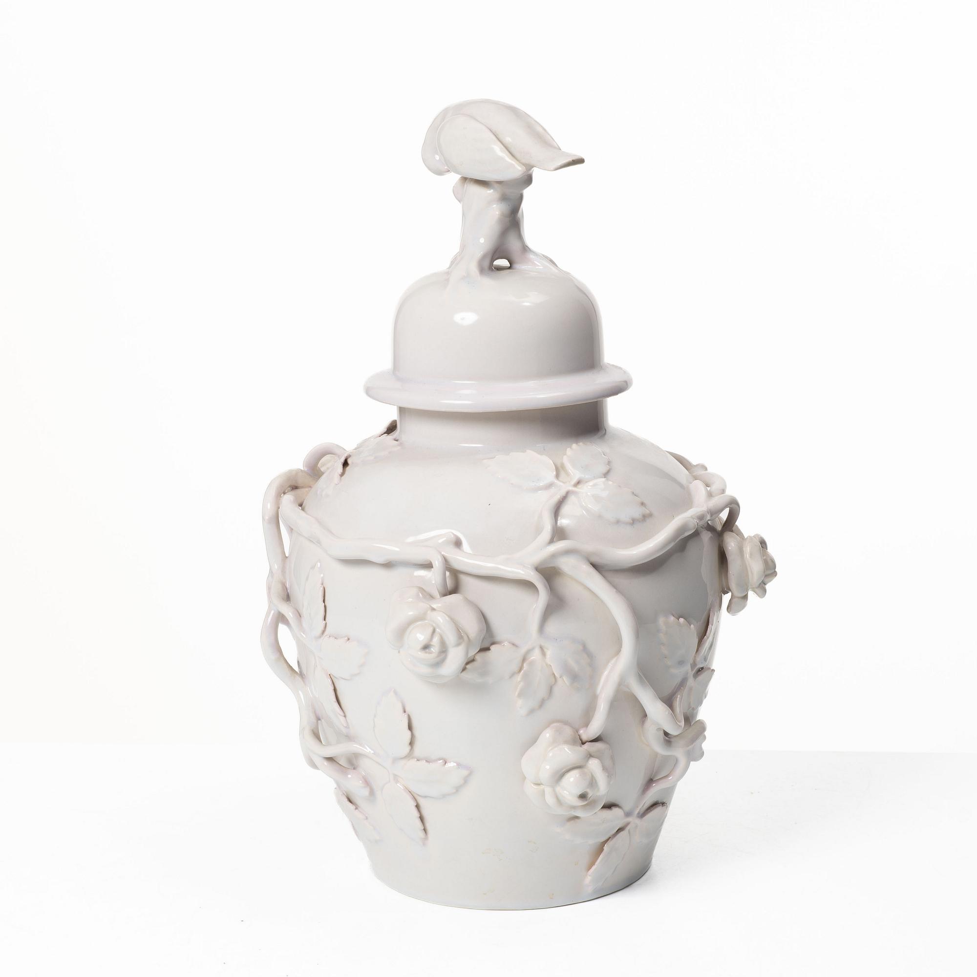 Lidded urn, faience, Rörstrand, mid-20th century.