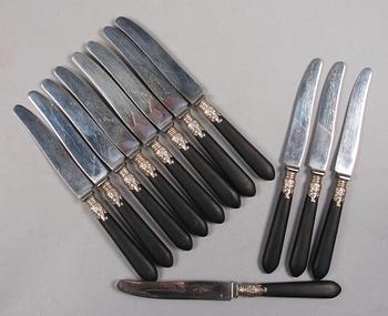 MATKNIVAR, 12 st, delvis silver, Finland 1936.