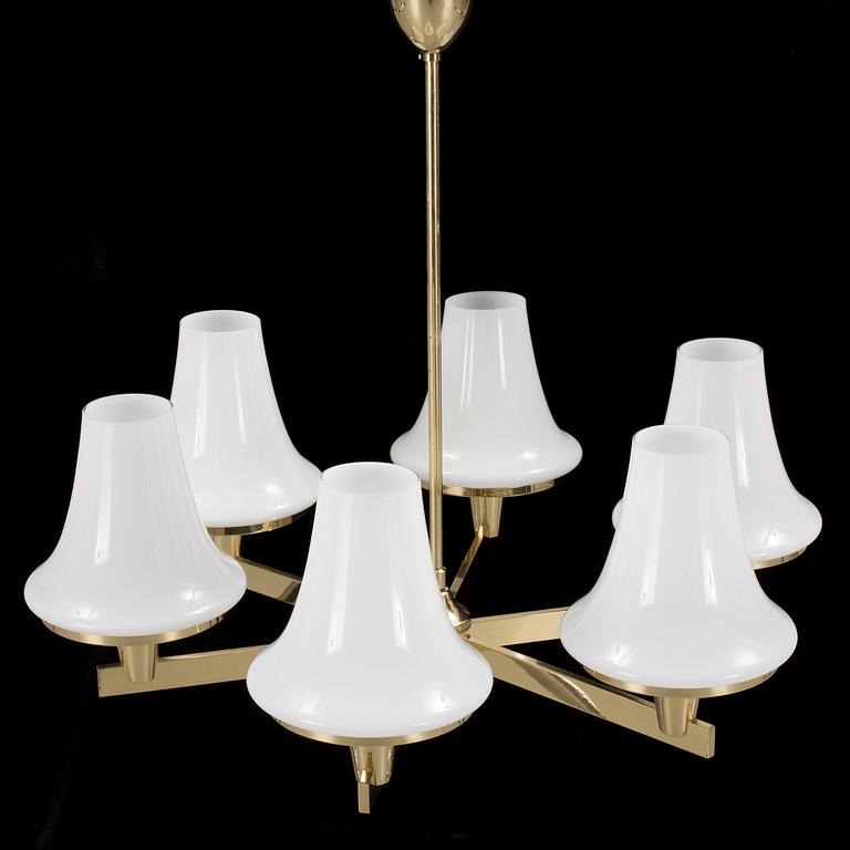 HANS-AGNE JAKOBSSON, a brass ceiling lamp, 1970's.