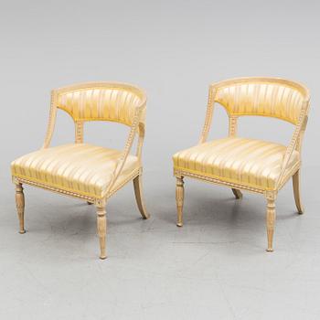 A pair of late Gustavian armchairs by Ephraim Ståhl (master in Stockholm 1794-1820).