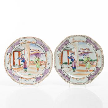 Assietter, 9 st, porslin, Kina, Qianlong (1736-95).