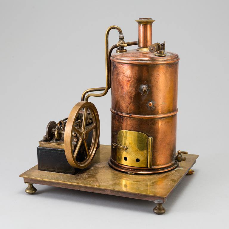 A copper and brass steam engine 20th century.