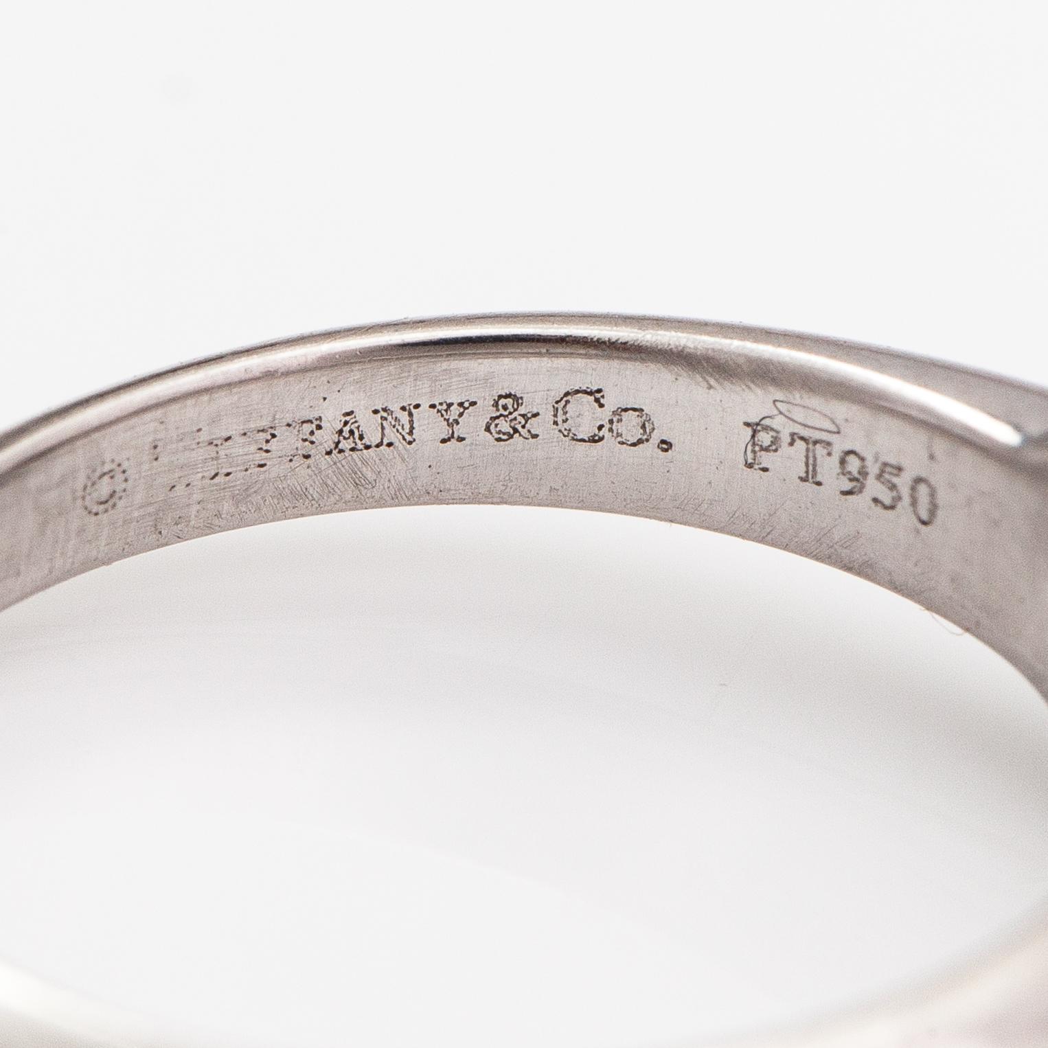 Tiffany & Co, Ring, platina och diamant ca 1.08 ct. Märkt Tiffany & Co, 18974568.