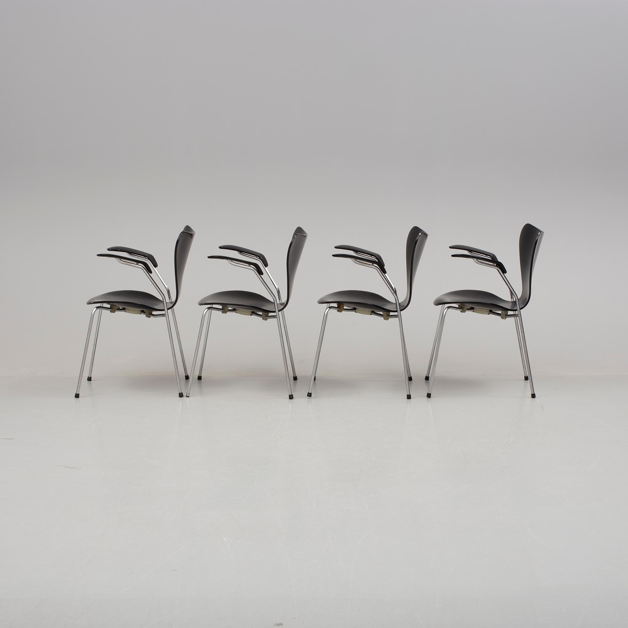 KARMSTOLAR, 4 st, "Sjuan", Arne Jacobsen, Fritz Hansen.