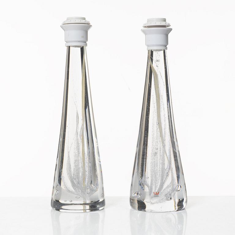 Vicke Lindstrand, a pair of glass table lamps, Kosta.