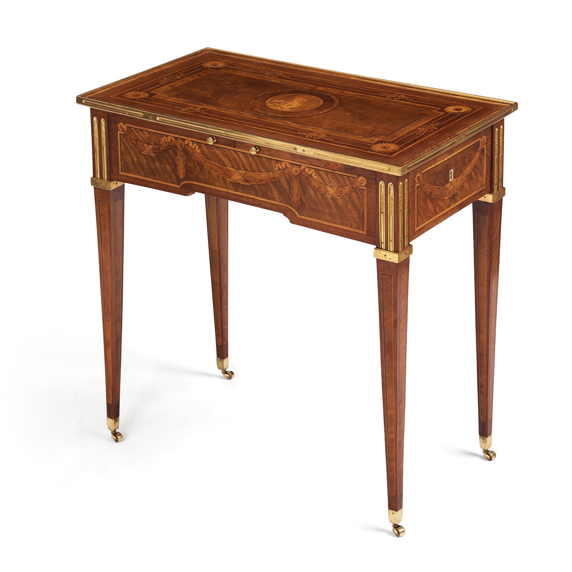 A Gustavian table by G Haupt (master in Stockholm 1770-1784), signed and dated 1781.