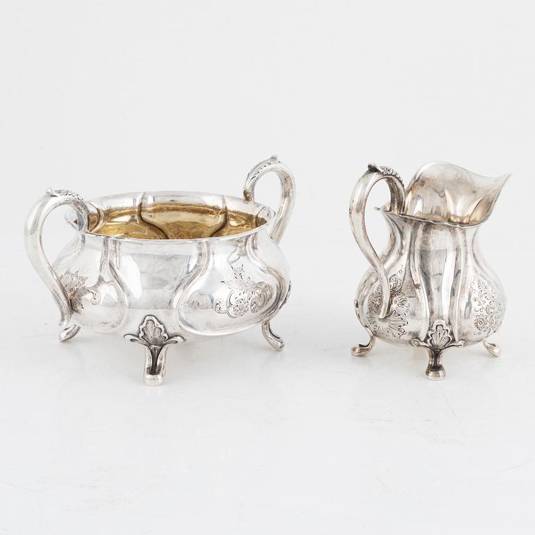 Sugar bowl and creamer, silver, Denmark, including Peter Hertz, Copenhagen 1851.