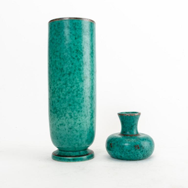 Wilhelm Kåge, two stoneware 'Argenta' vases from Gustavsberg.