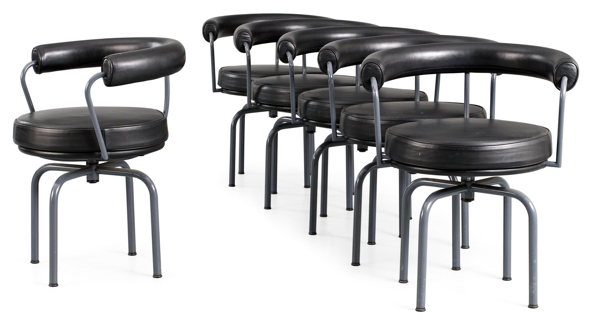 LE CORBUSIER, stolar, 6 st, "LC 7", Cassina, Italien.