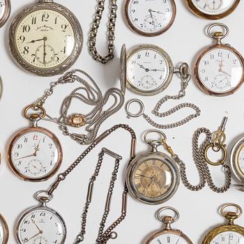 Collection of pocket watches, 63 pieces, "No reserve", various materials.