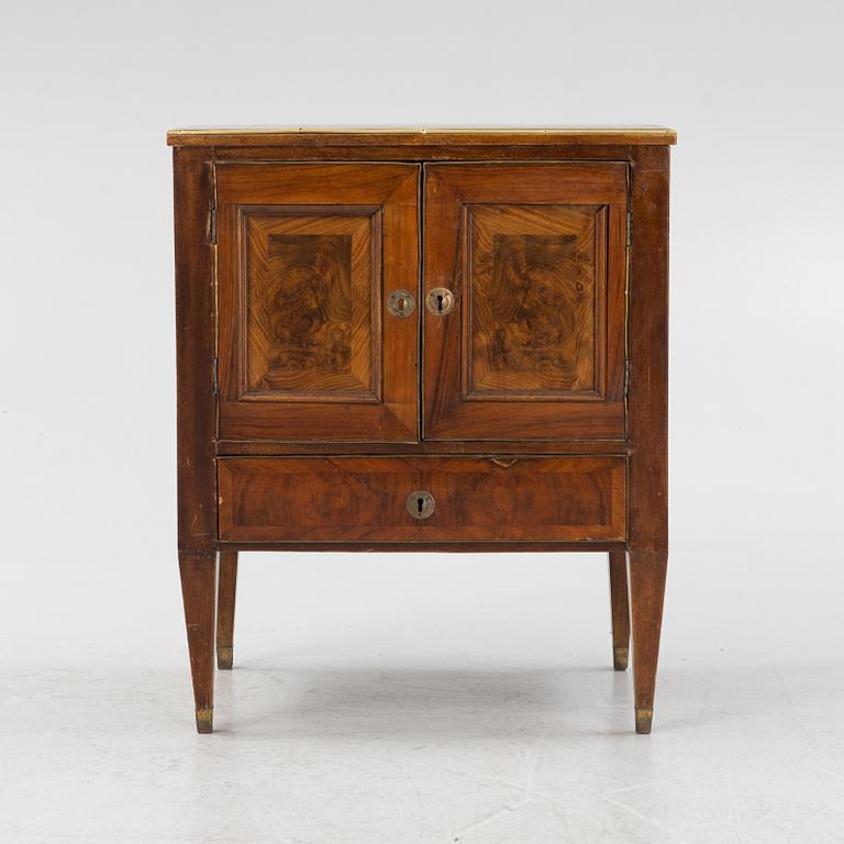 A late Gustavian mahogany bedside cabinet, early 19th Century.