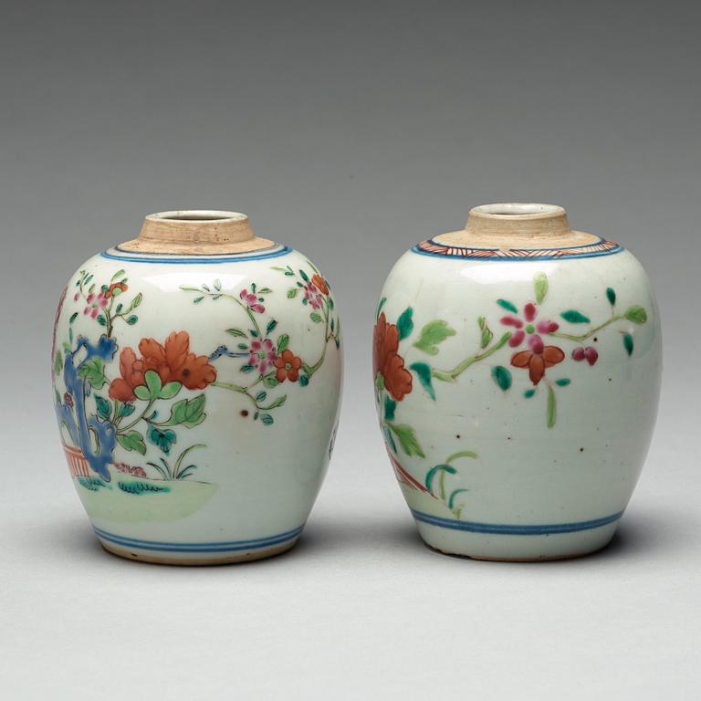 Two famille rose caddies, Qing dynasty, 18th century.