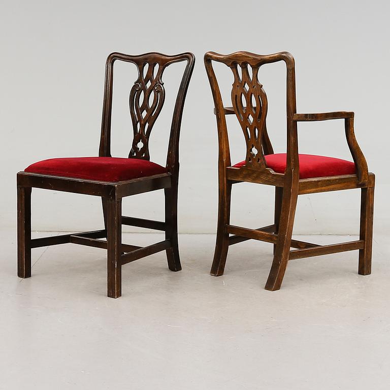 STOLAR 16 st och KARMSTOLAR, 1 par, 1900-talets andra hälft.