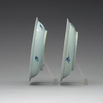 Two blue and white dishes, Qing dynasty, 18th Century.