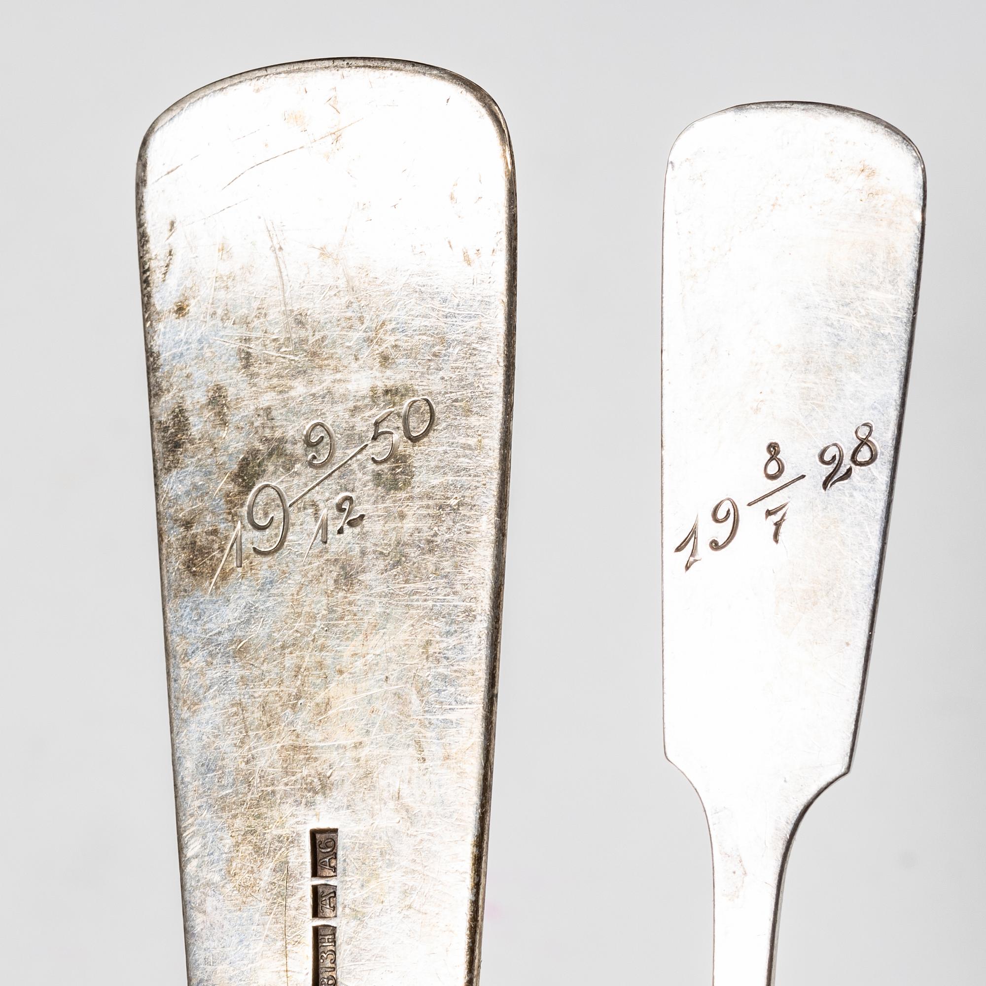 Cutlery set, 73 pieces, silver, "Musslan", Finland, first half of the 20th century.