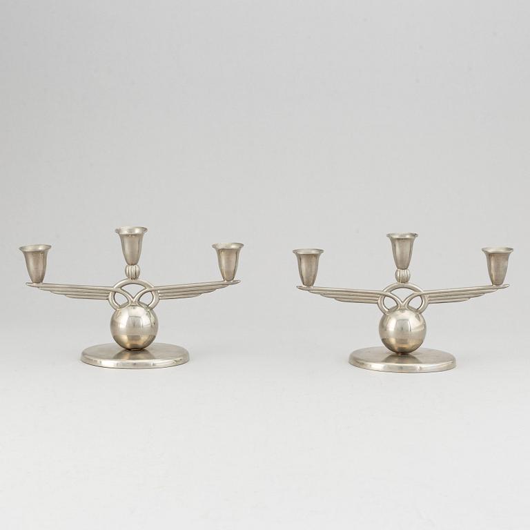 A pair of pewter candelabra, L &  L, Svenskt Tenn, 1938.