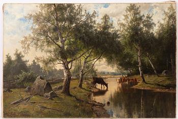 Edvard Bergh, Sommarlandskap med kor.