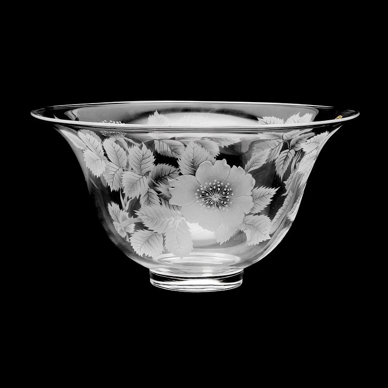 SKÅL, glas, "Rosenskål", Lisa Bauer, Kosta, nr 127 av 375 ex.