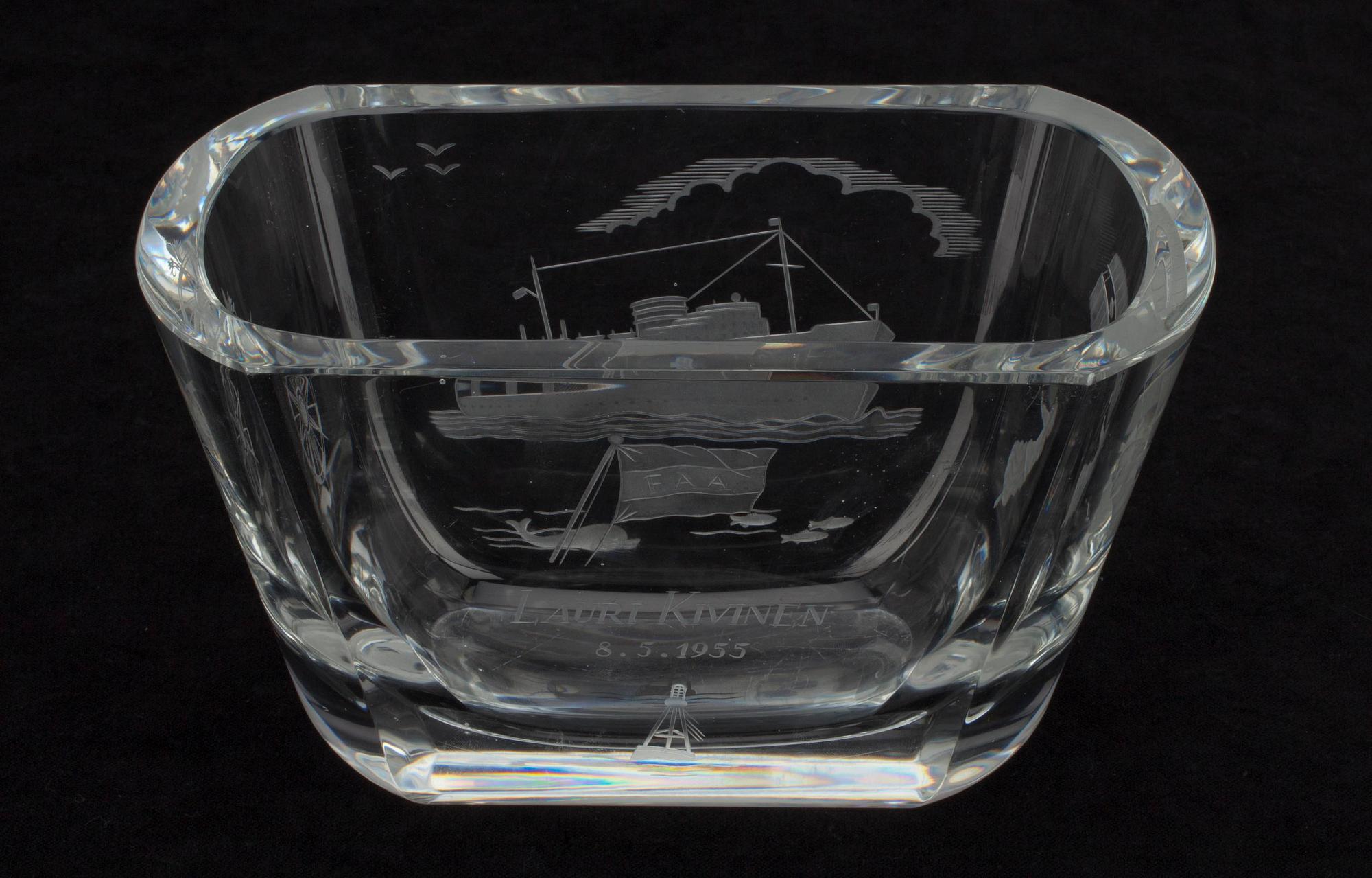 SKÅL, glas, signerad G. Hongell Karhula-Iittala. 1955.