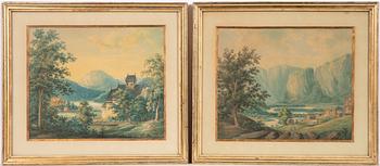 Unknown artist, circa 1850, Highland mountain landscape, a pair.