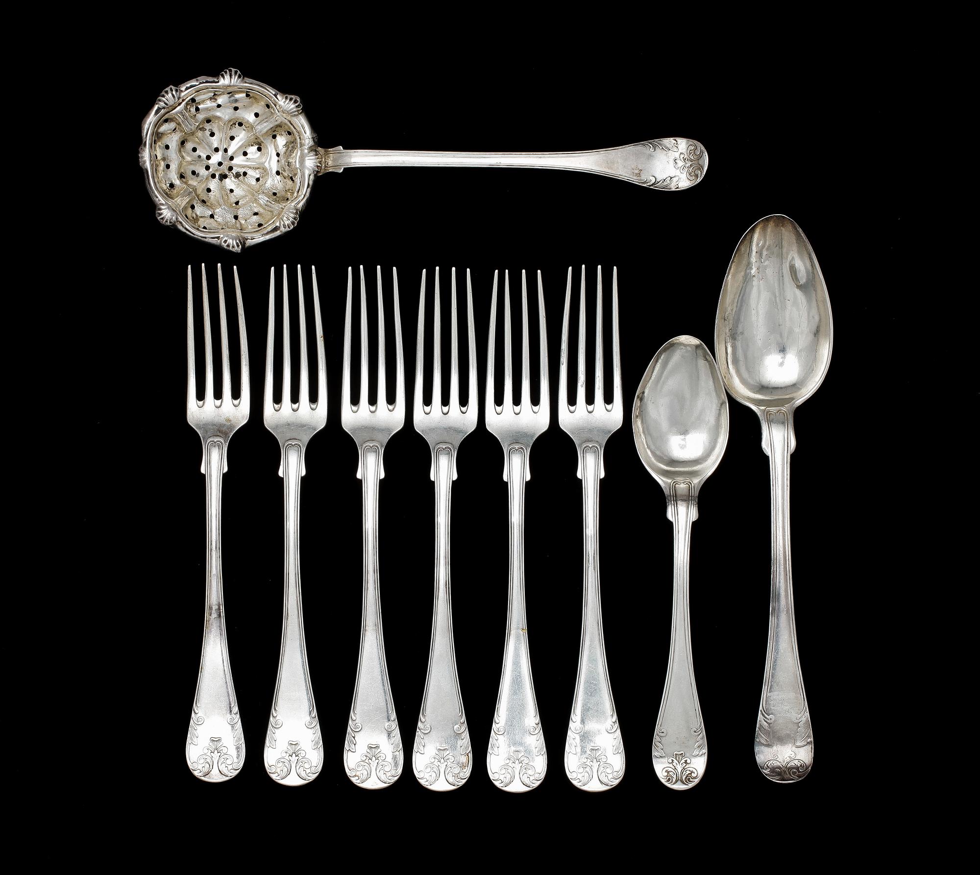 BESTICK, 10 st, bla. Bernhard Hertz AB, Stockholm 1908. Totalvikt Ca 470 g.