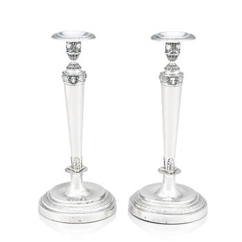 A pair of Italian candlesticks, silver, Rome (1815-1870), possibly Domenico Masotti (1815-1858).