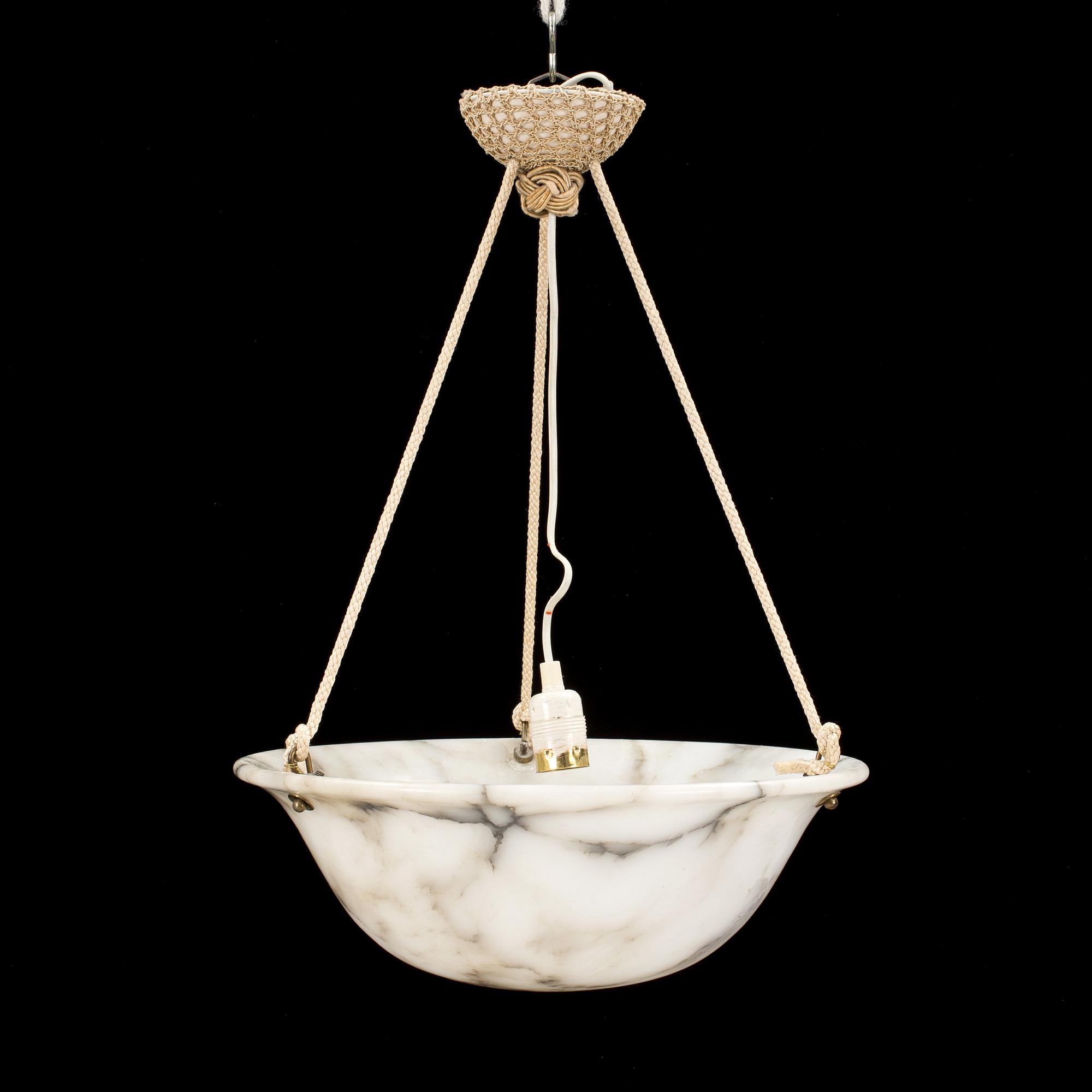 A 20th century alabaster ceiling light pendant.