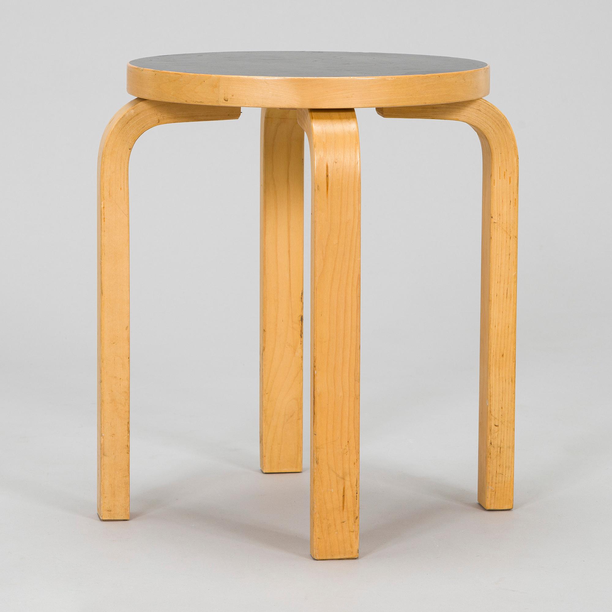 Alvar Aalto, A 1960's-1970's E60 stool for Artek, Finland.
