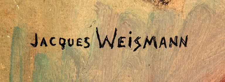 Jacques Weismann, Porträtt av kvinna i röd klänning.