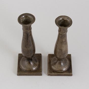 A pair of early 19th century empire pewter candlesticks.