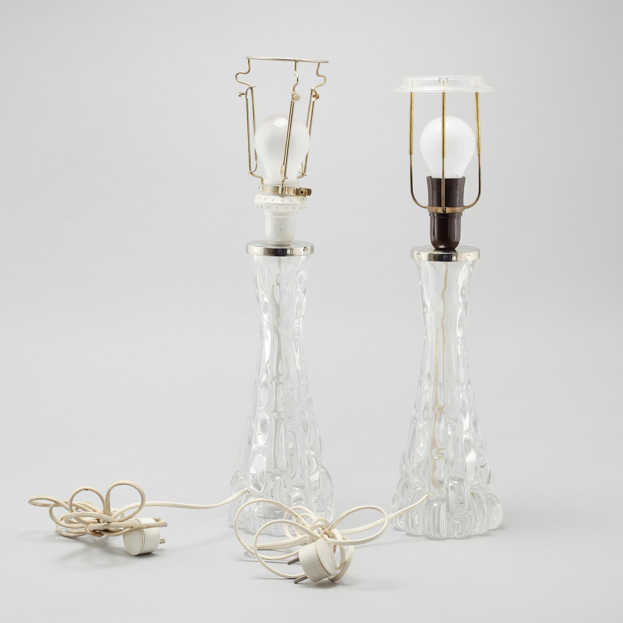 A pair of table lamps by Carl Fagerlund for Orrefors, third quarter of the 20th century.