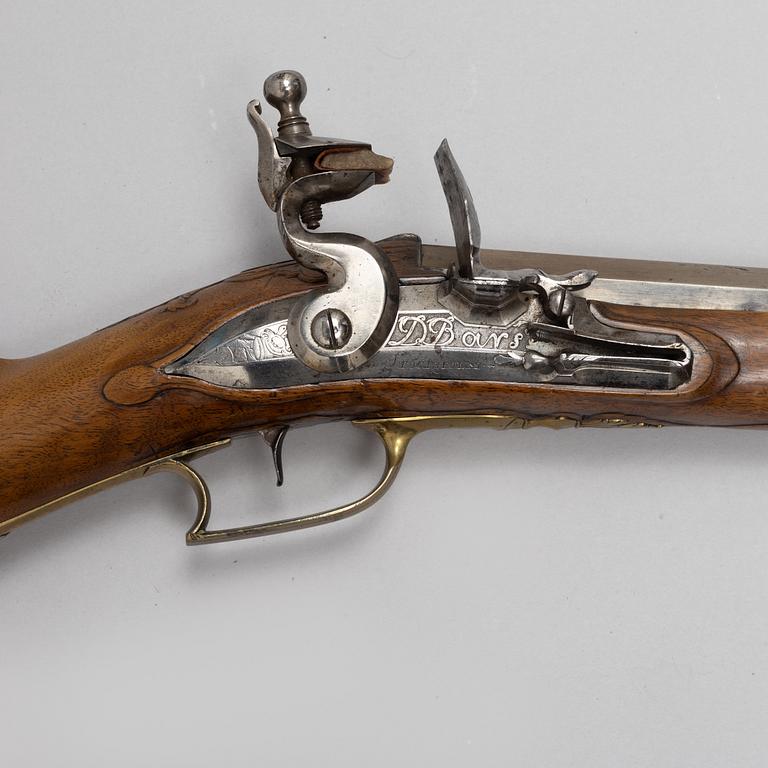 Flintlock gun, signed David Bars, Stockholm (1686-1759).