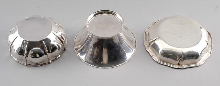 SKÅLAR, 3 st, silver, 1900-talets första hälft. Vikt ca 692 g.
