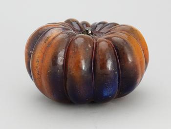 A Hans Hedberg faience pumpkin, Biot, France.