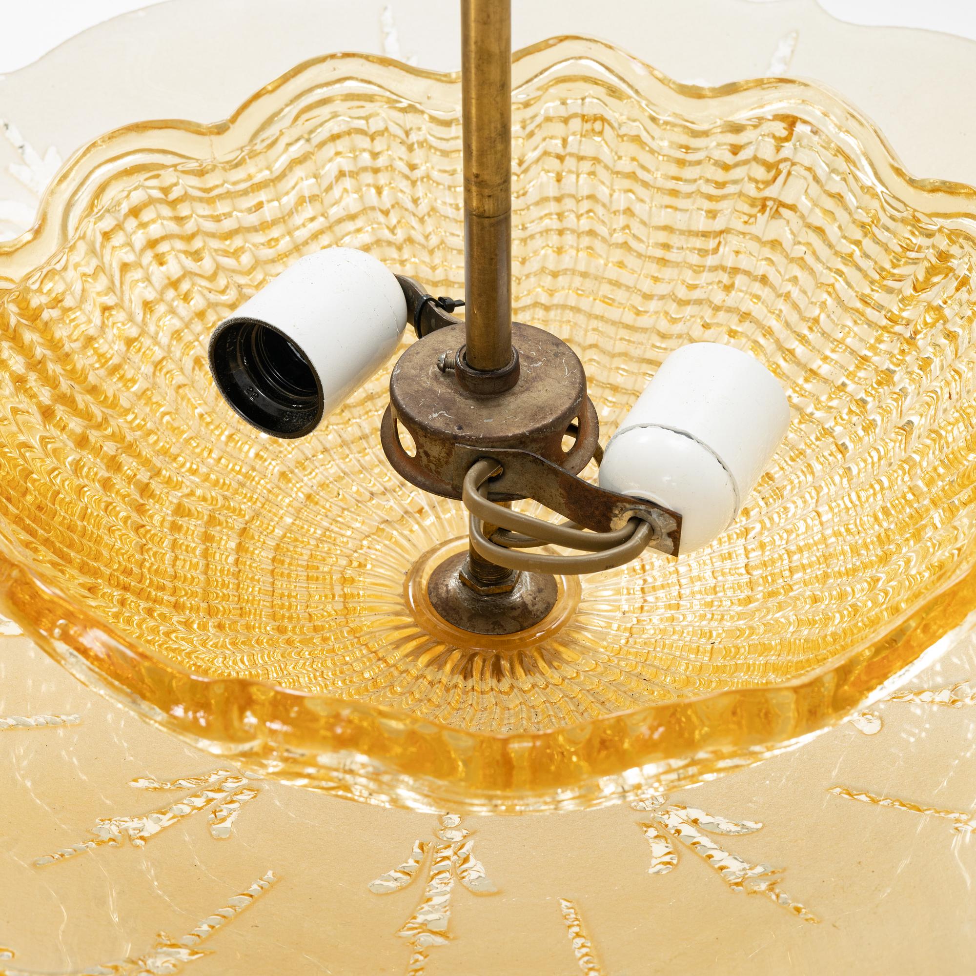 Taklampa, Swedish Modern, Orrefors, 1940-tal.