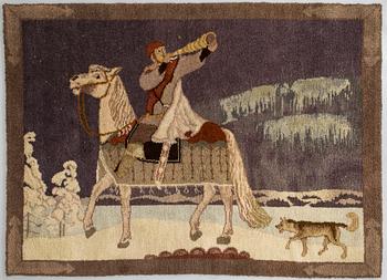 Akseli Gallen-Kallela, hänen mukaansa, ryijy, Kodiksamin Mattokutomo. Noin 245 x 175 cm.