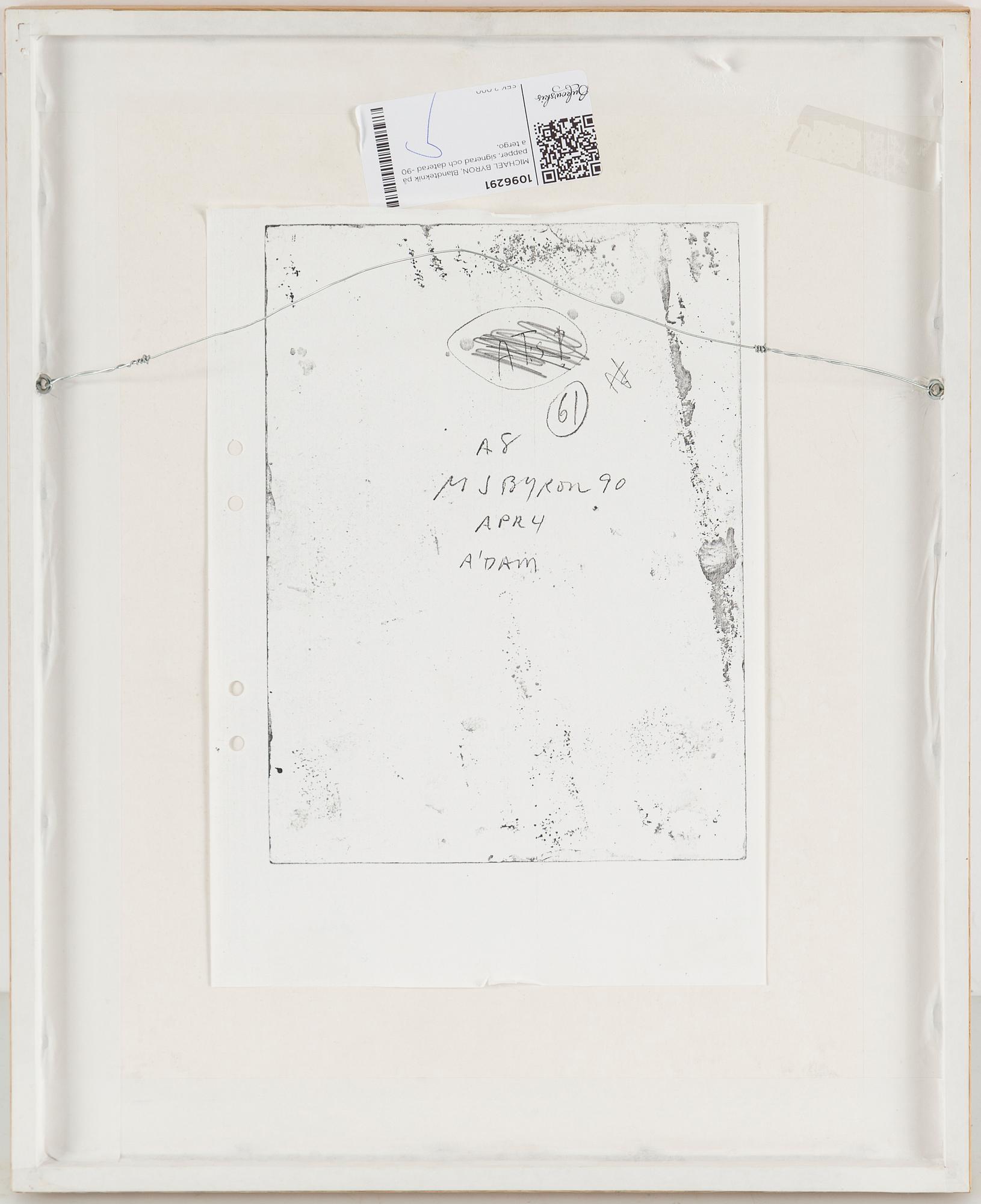 MICHAEL BYRON, Mixed media on paper, signed and dated -90 verso.