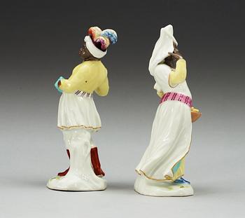 FIGURINER, två stycken, porslin. Frankenthal, 1700-tal.