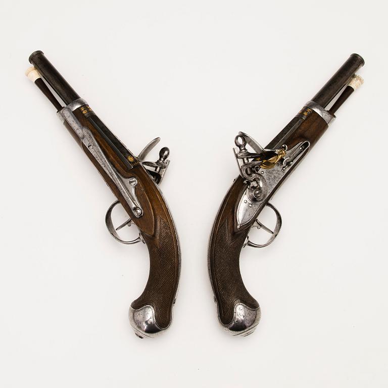 Pair of early 19th Century Spanish flintlock pistols by Manuel Zuloaga, Madrid.