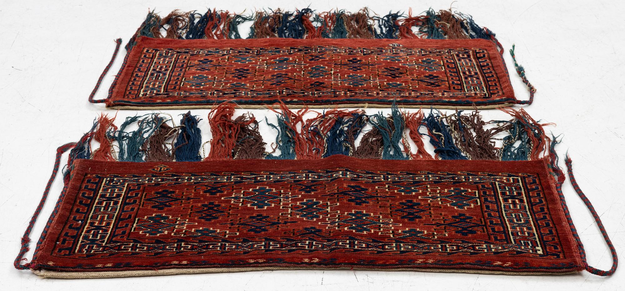 Two Torbor, Turkmen, approx. 95 x 42 cm.