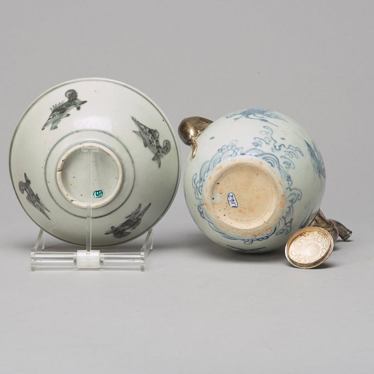 A South East Asian tea pot and bowl, 20th Century.