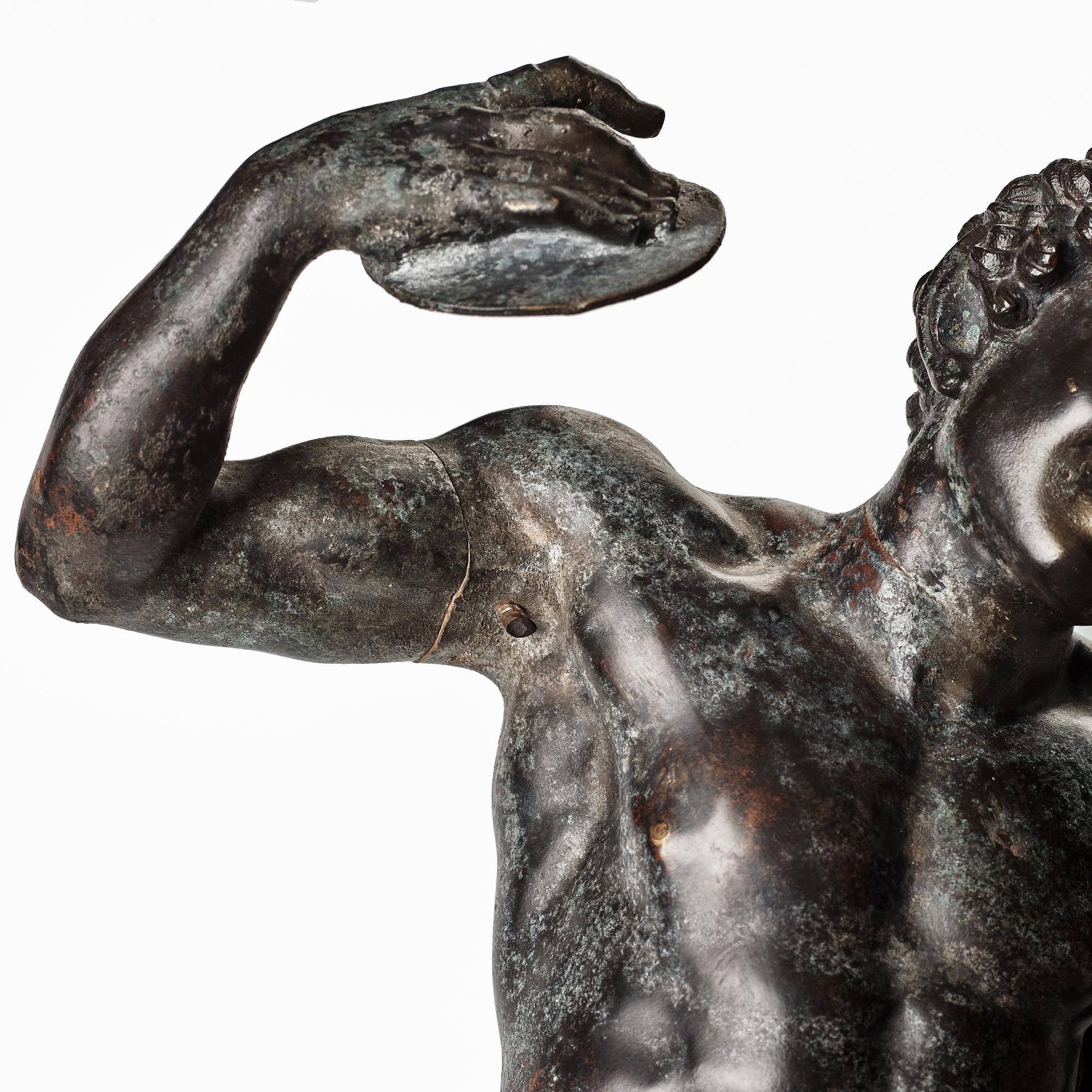 SCULPTURE, probably Italy 18th Century. Satyr with cymbals.